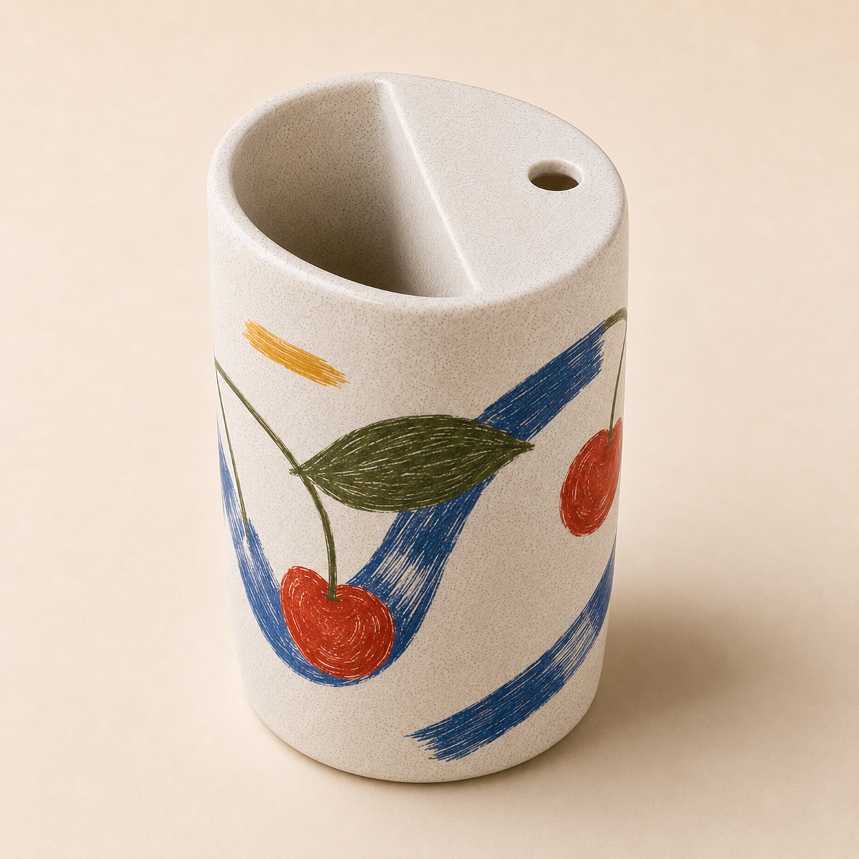 Cherry Picnic Handmade Ceramic Travel Mug