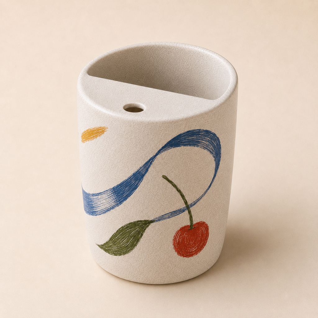Cherry Picnic Handmade Ceramic Travel Mug