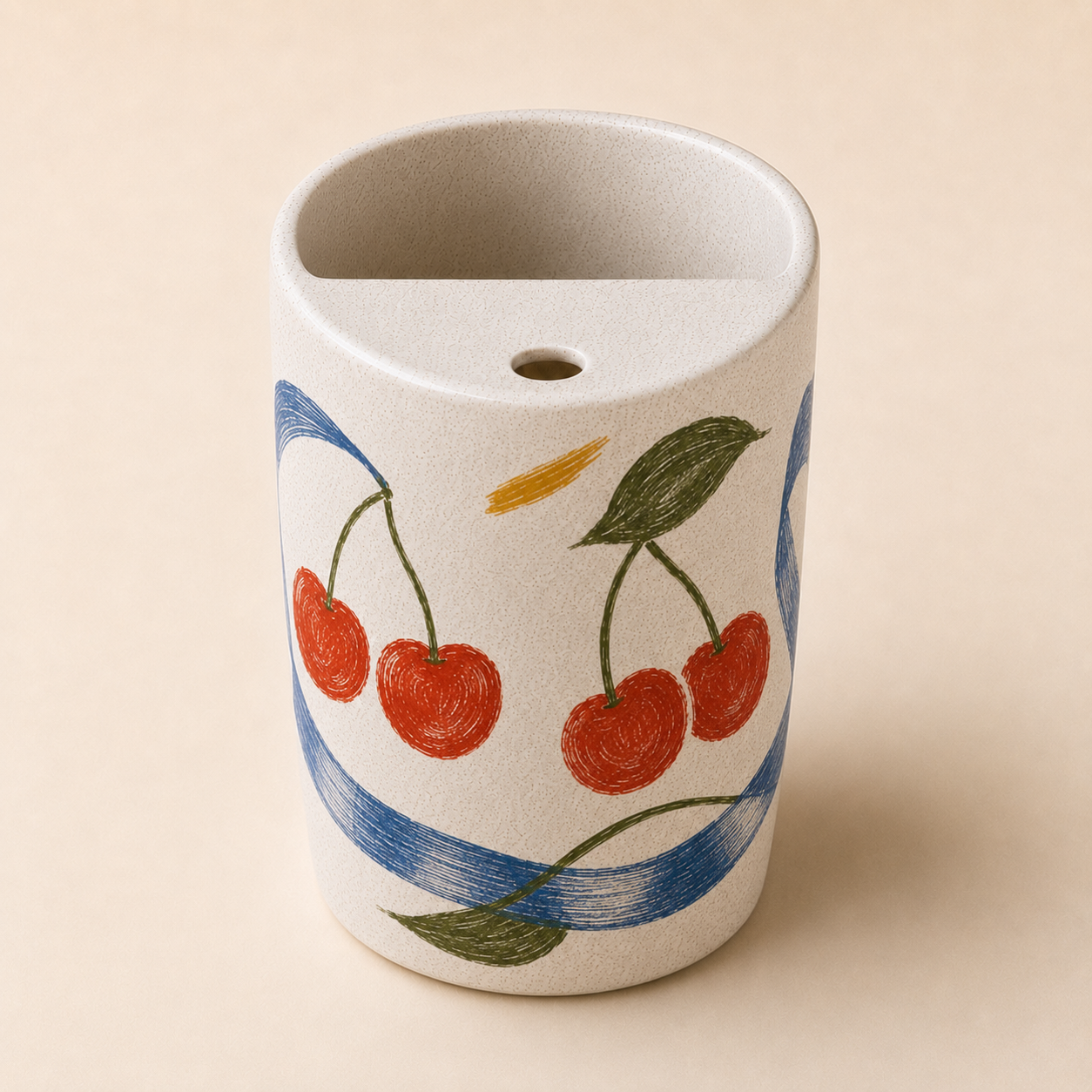 Cherry Picnic Handmade Ceramic Travel Mug