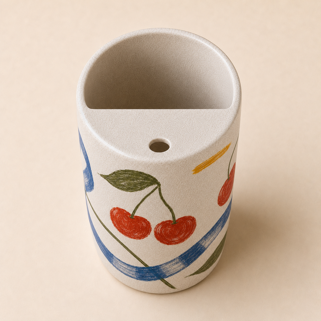 Cherry Picnic Handmade Ceramic Travel Mug