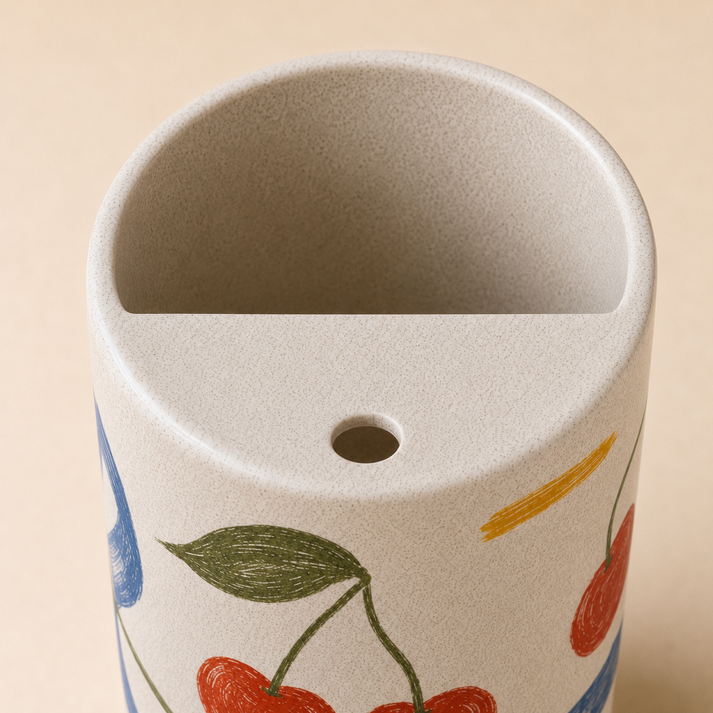 Cherry Picnic Handmade Ceramic Travel Mug