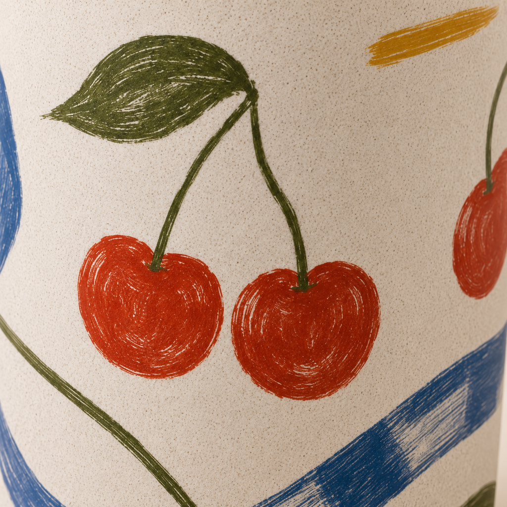 Cherry Picnic Handmade Ceramic Travel Mug