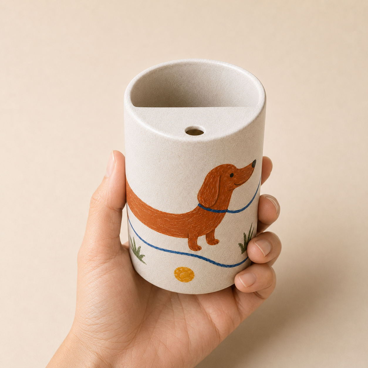 Long Walk Dachshund Handmade Ceramic Travel Mug