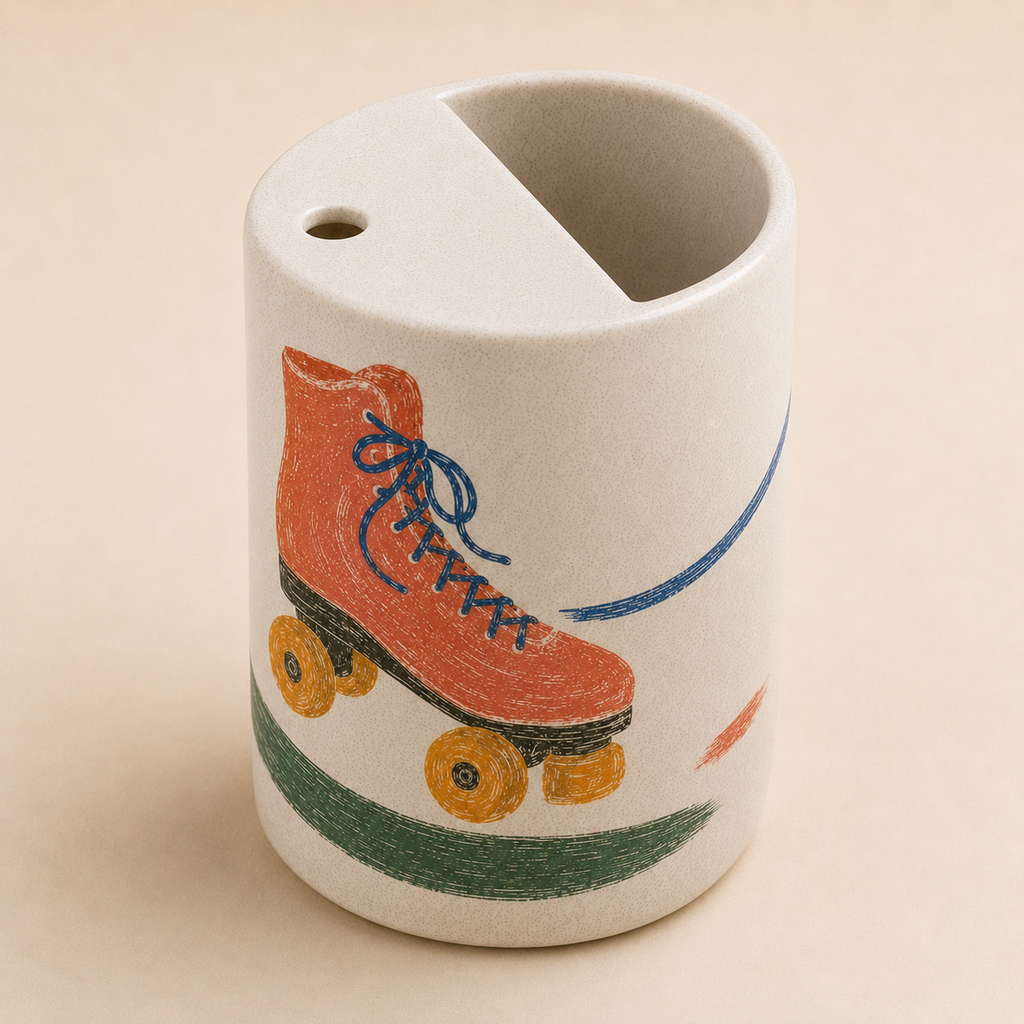 Retro Roll Handmade Ceramic Travel Mug