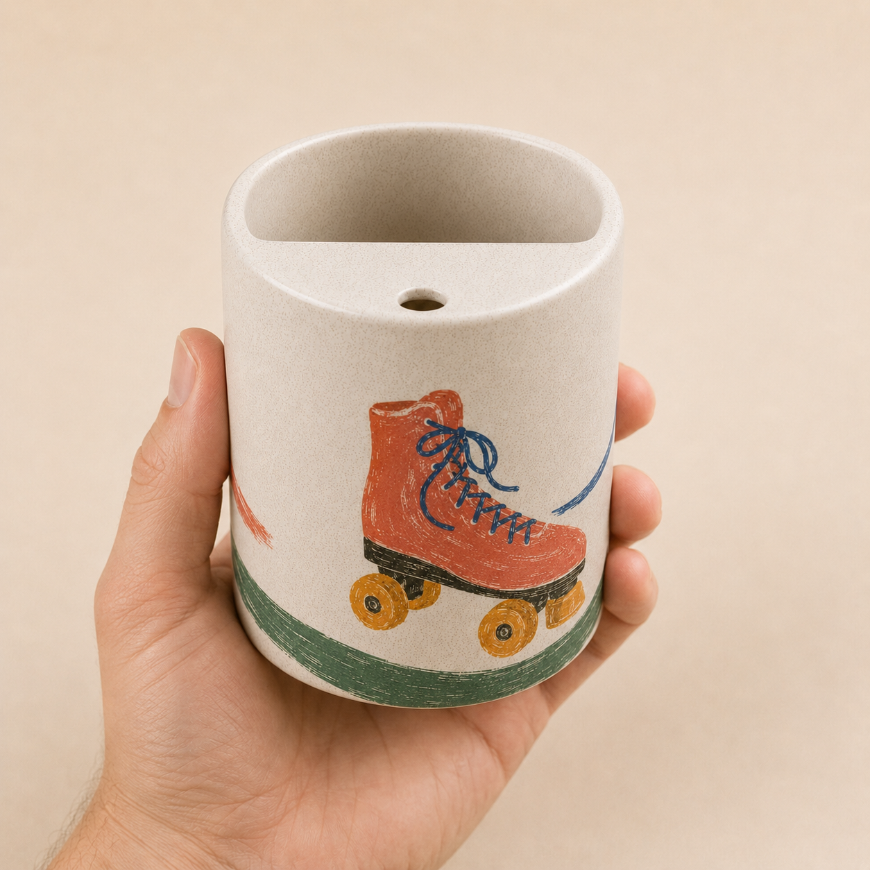 Retro Roll Handmade Ceramic Travel Mug