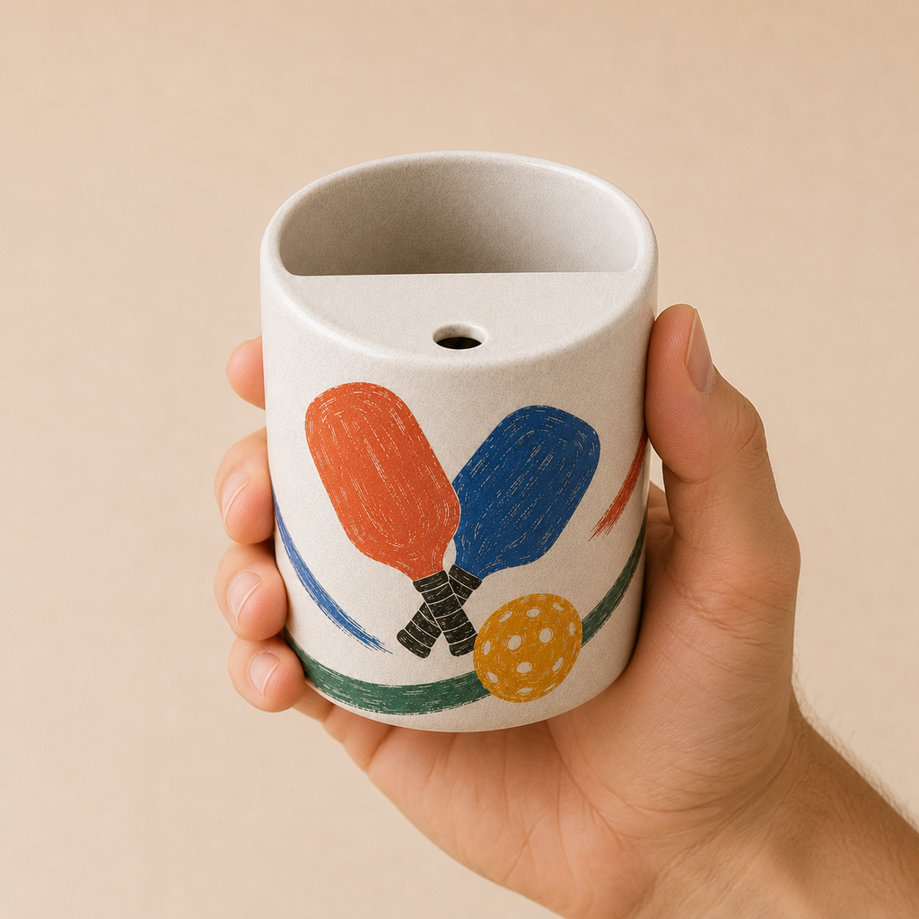 Pickleball Rally Handmade Ceramic Travel Mug