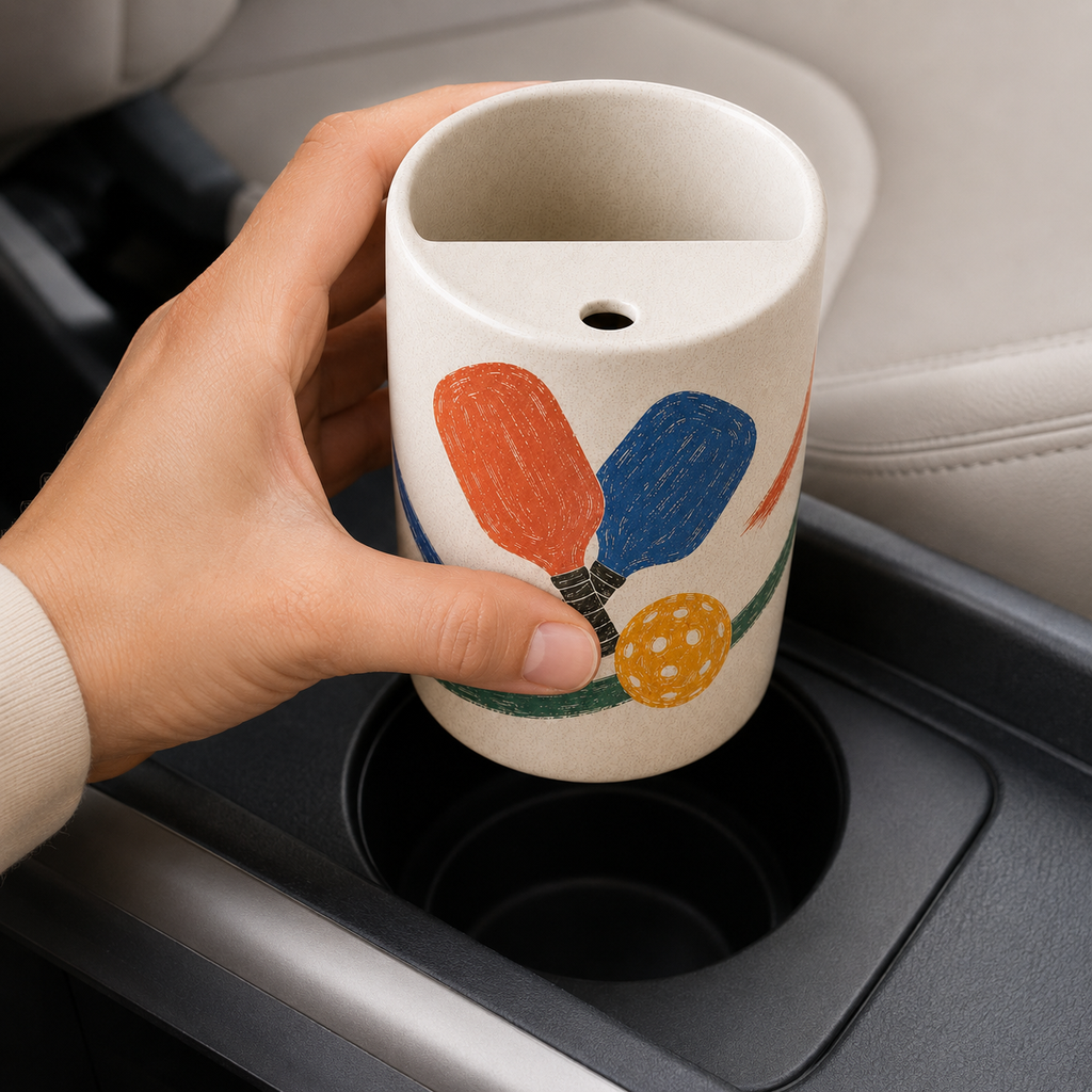 Pickleball Rally Handmade Ceramic Travel Mug