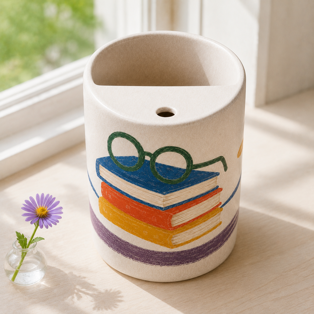 Quiet Reading Handmade Ceramic Travel Mug