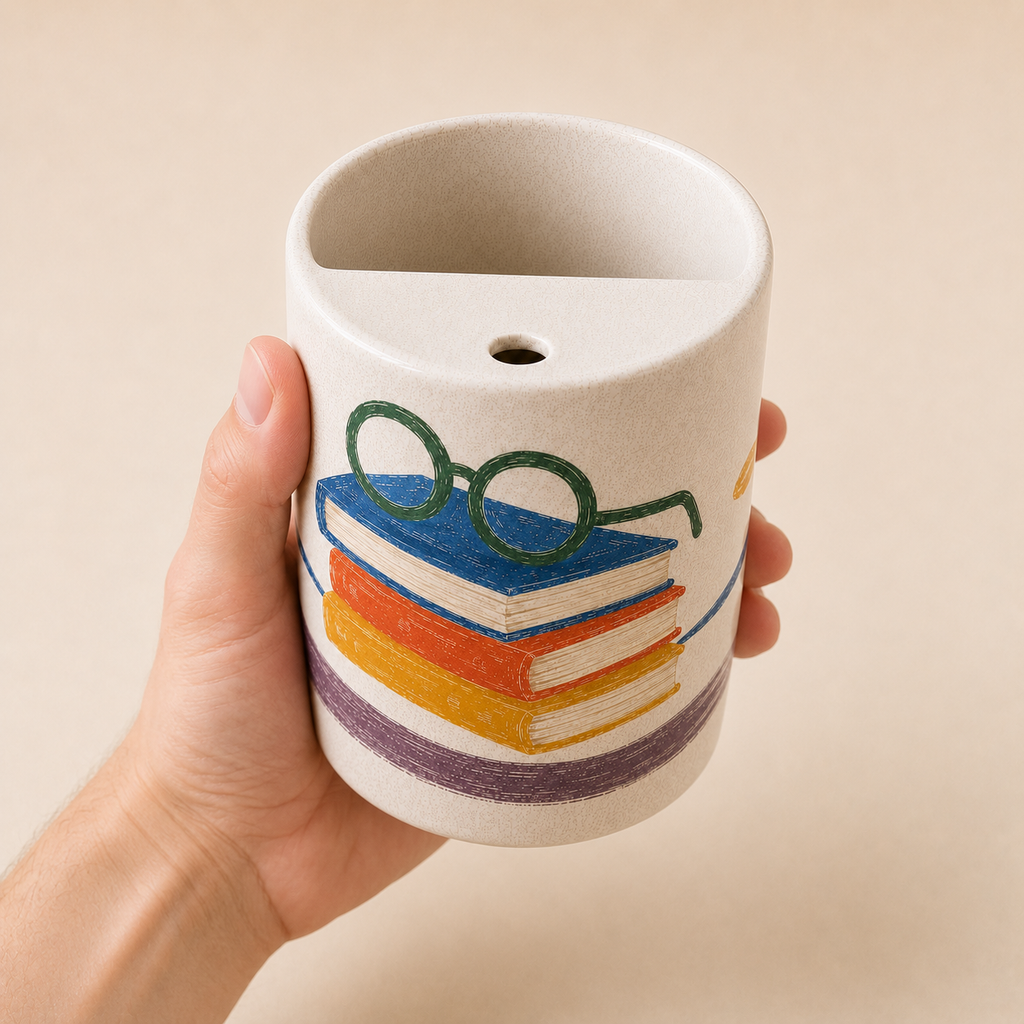 Quiet Reading Handmade Ceramic Travel Mug