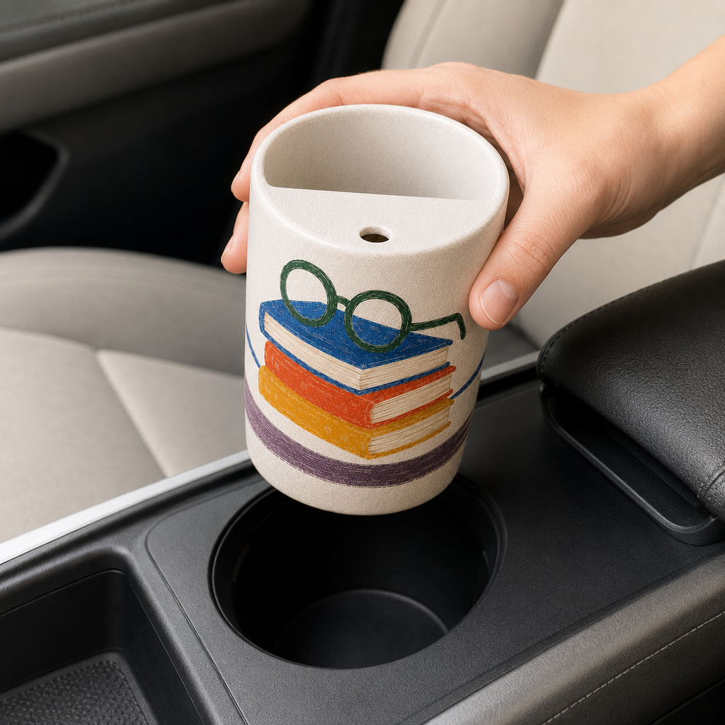 Quiet Reading Handmade Ceramic Travel Mug