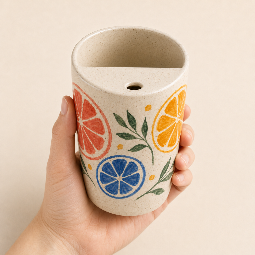 Citrus Orbit Handmade Ceramic Travel Mug