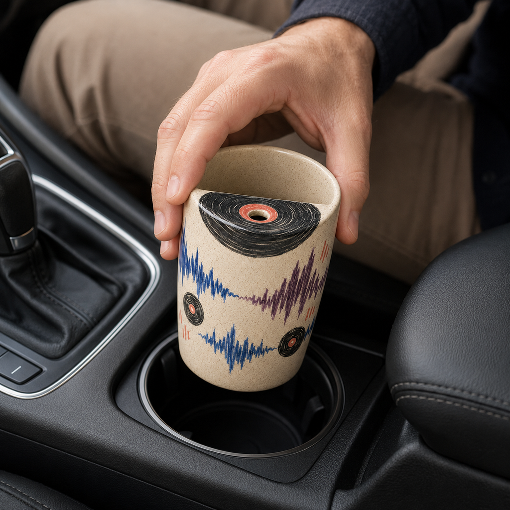 Vinyl Morning Ceramic Travel Mug