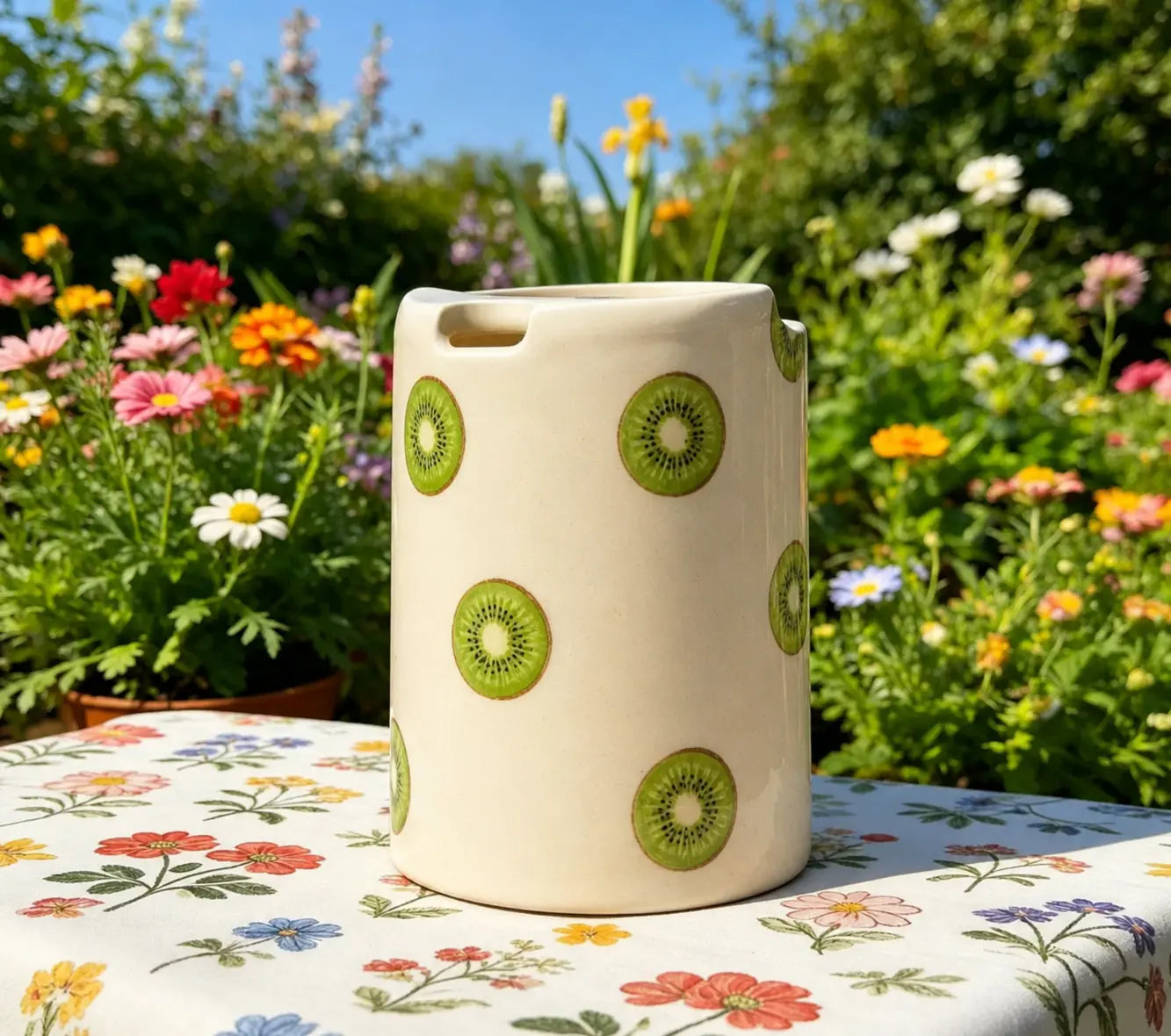 Kiwi Ceramic Travel Mug – Handmade Fruit Coffee Tumbler, Aesthetic Green Mug, Cute Gift Siporia