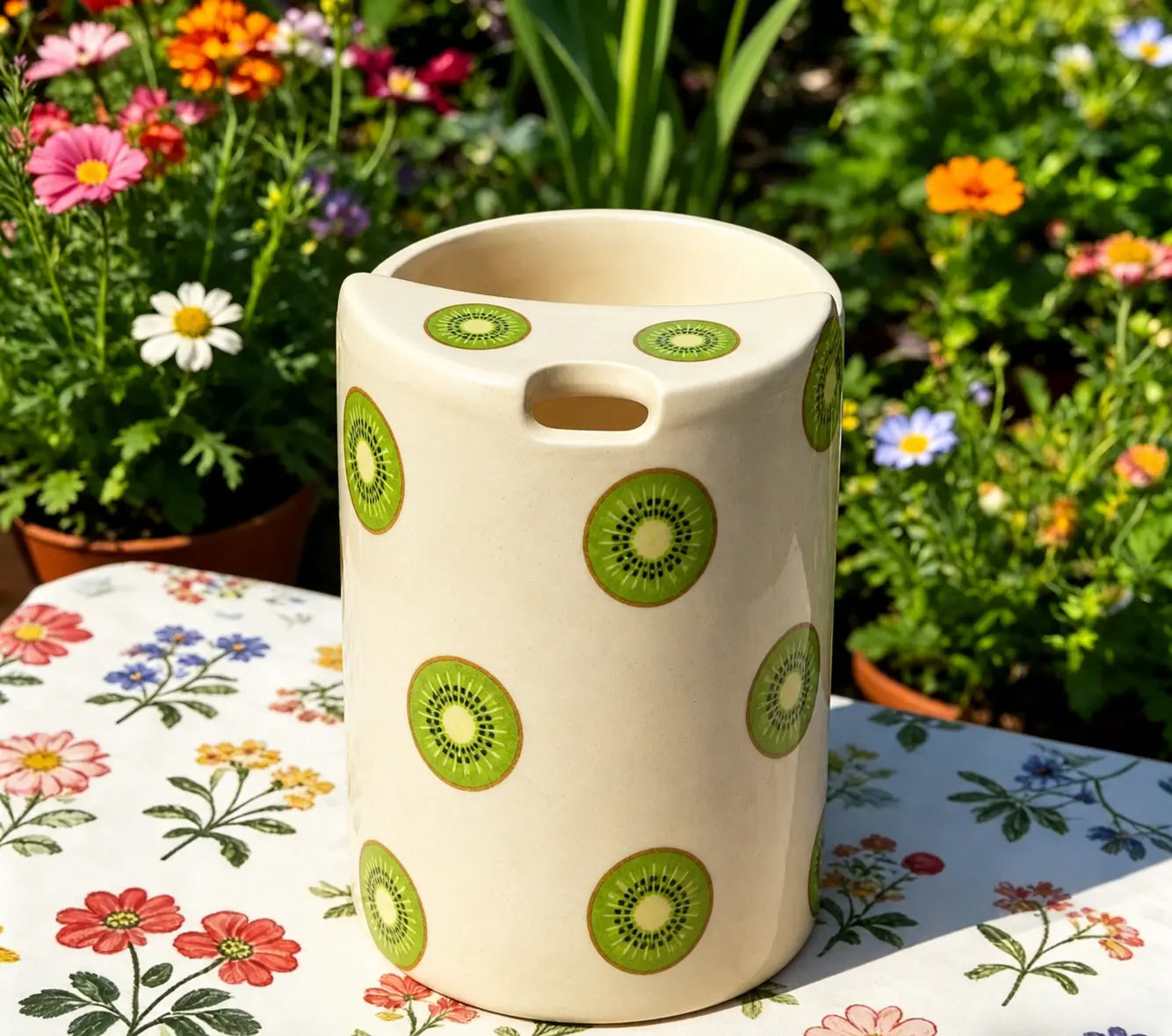 Kiwi Ceramic Travel Mug – Handmade Fruit Coffee Tumbler, Aesthetic Green Mug, Cute Gift Siporia