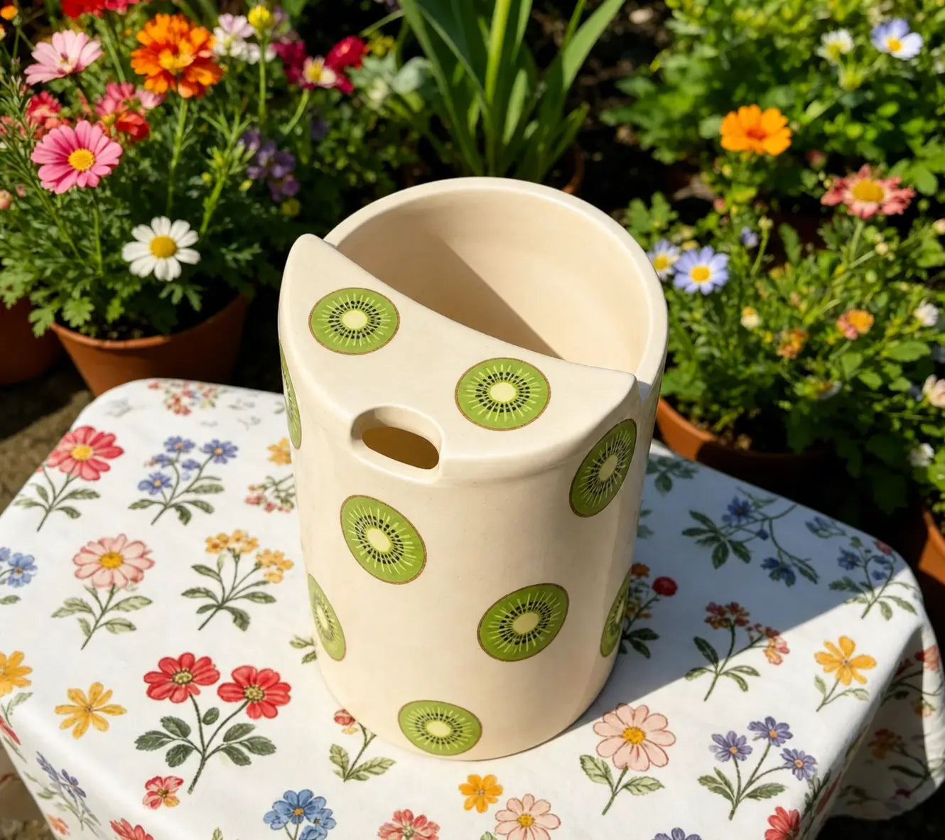 Kiwi Ceramic Travel Mug – Handmade Fruit Coffee Tumbler, Aesthetic Green Mug, Cute Gift Siporia