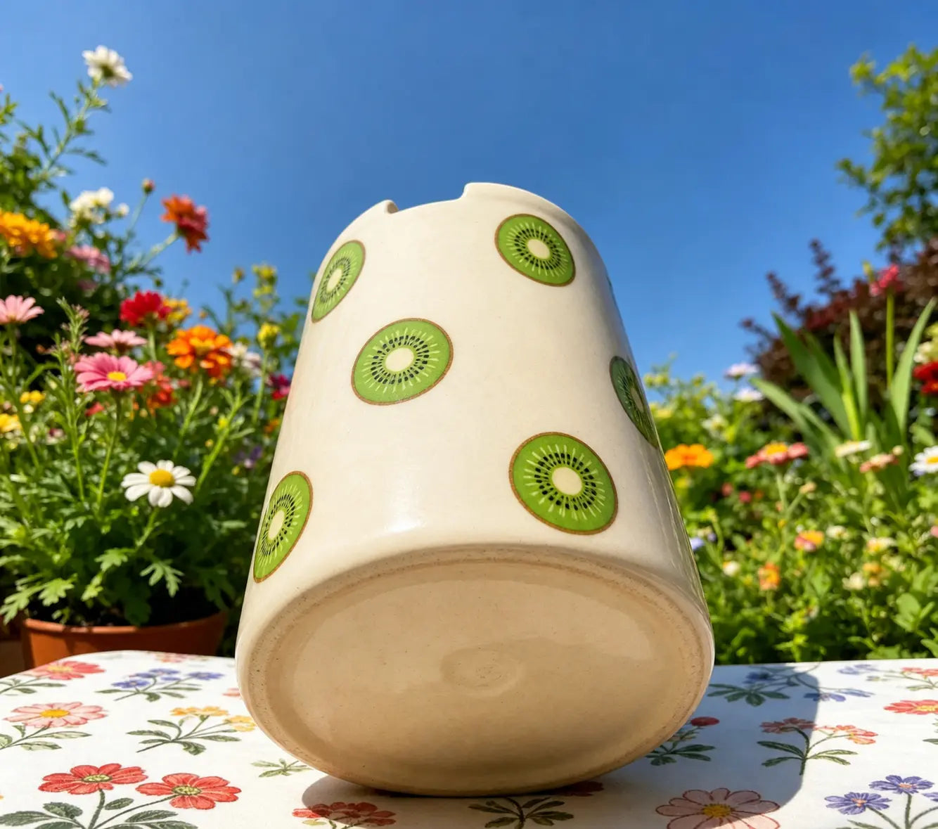 Kiwi Ceramic Travel Mug – Handmade Fruit Coffee Tumbler, Aesthetic Green Mug, Cute Gift Siporia