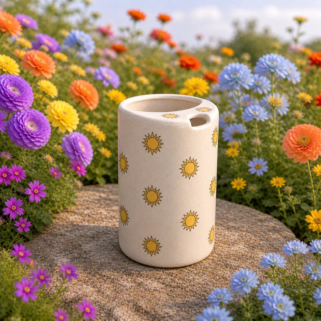 Handmade Minimal Sun Ceramic Spout Mug – Matte Golden Hour Aesthetic, Cozy Sunbeam Pitcher Siporia