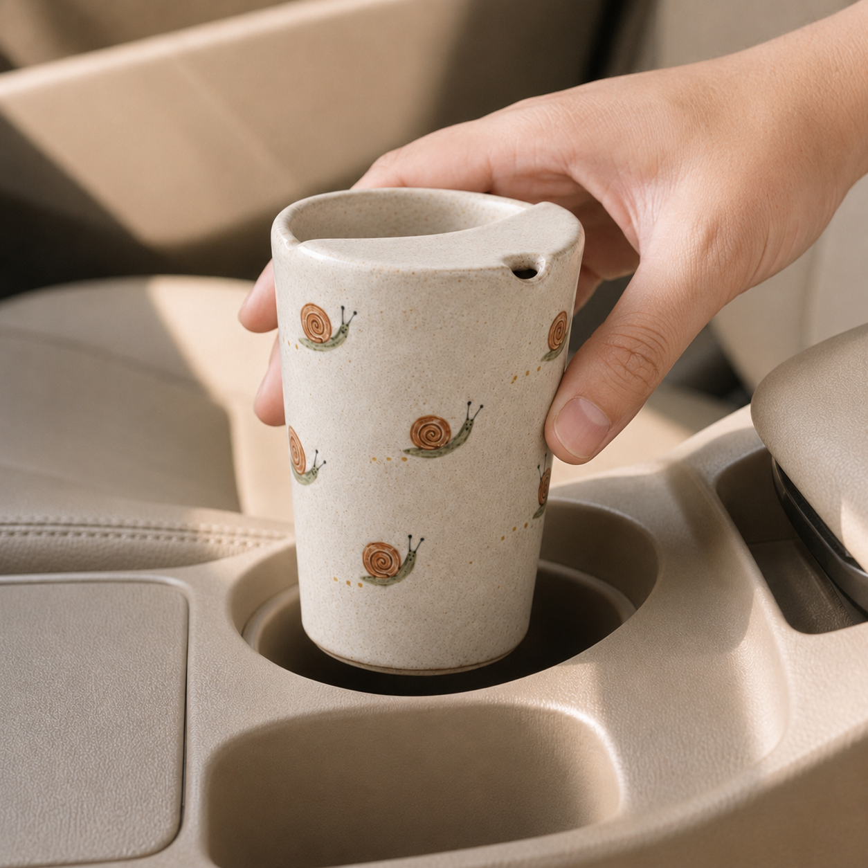 Hand-Painted Snail Ceramic Travel Mug