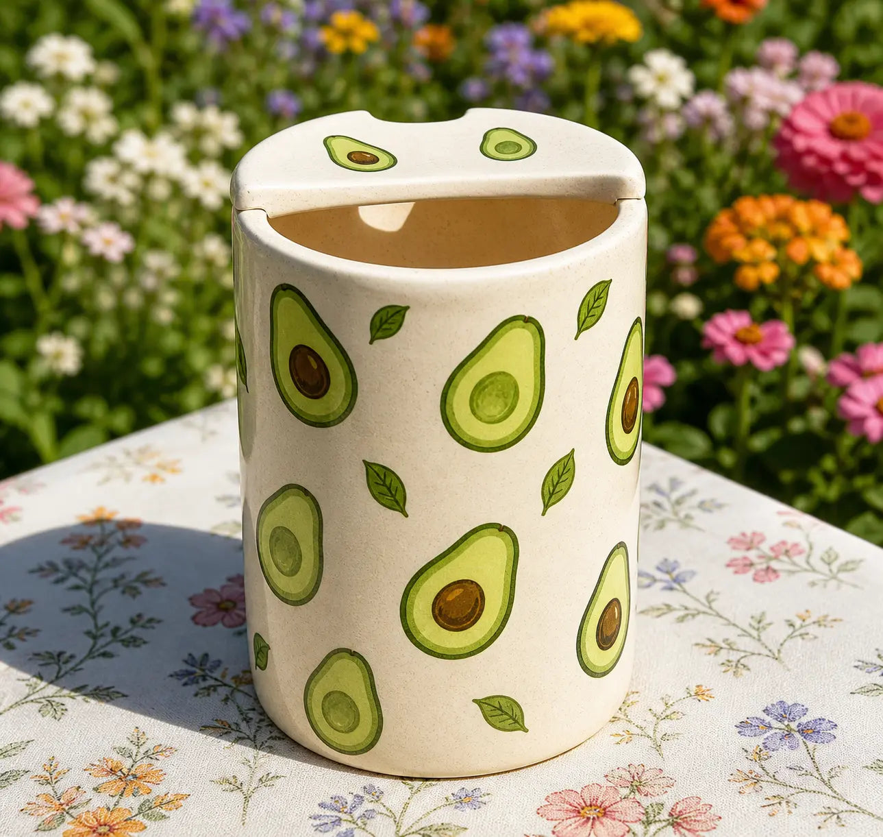 Avocado Ceramic Travel Mug – Handmade Cute Coffee Tumbler, Aesthetic Fruit Mug, Unique Gift Siporia