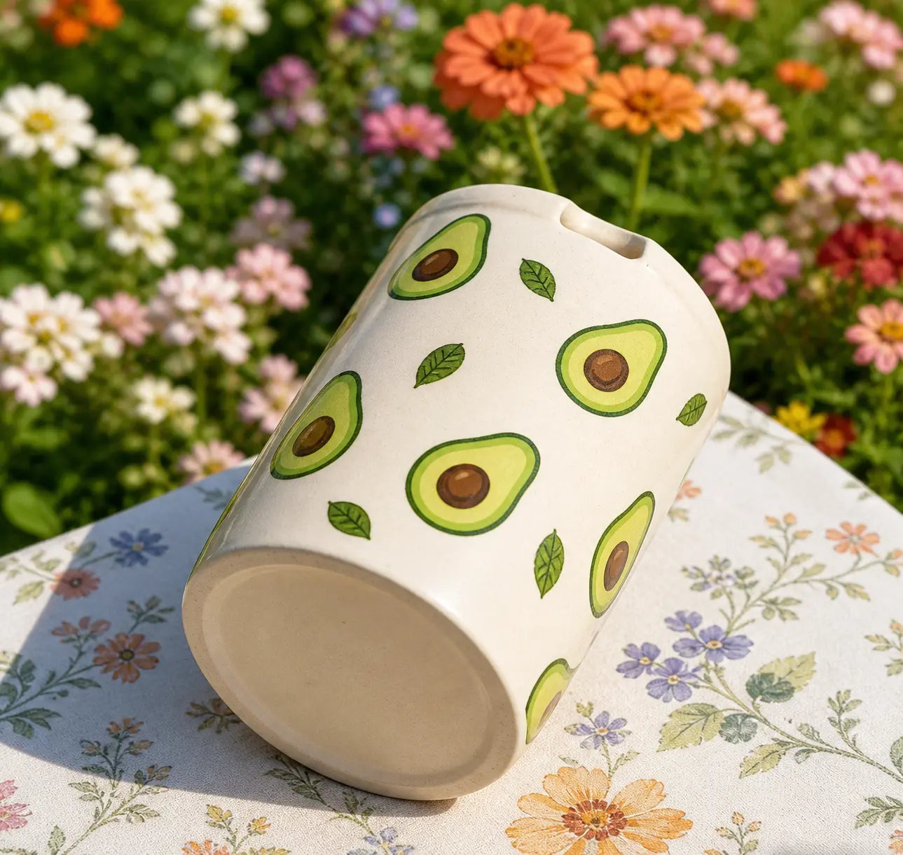 Avocado Ceramic Travel Mug – Handmade Cute Coffee Tumbler, Aesthetic Fruit Mug, Unique Gift Siporia