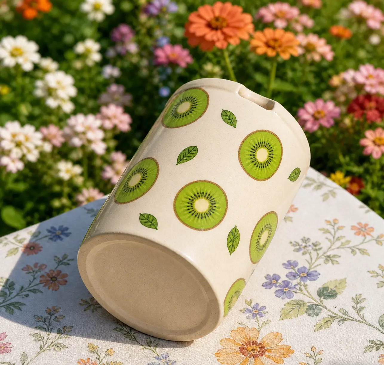 Kiwi Ceramic Travel Mug – Handmade Fruit Coffee Tumbler, Aesthetic Green Mug, Cute Gift Siporia