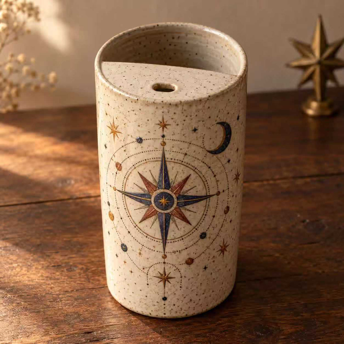 Star and Moon Handmade Ceramic Travel Mug