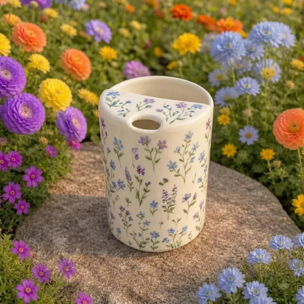 Handmade Pastel Wildflower Ceramic Mug – Cottagecore Floral Coffee Cup, Botanical Tea Mug Siporia