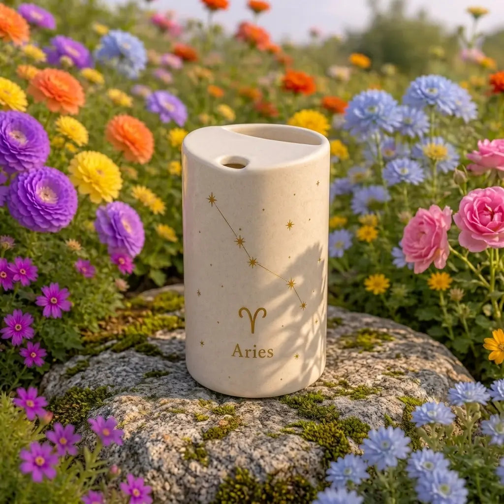 Handmade Aries Zodiac Ceramic Mug – Astrology Coffee Cup, Minimalist Horoscope Tea Mug Siporia