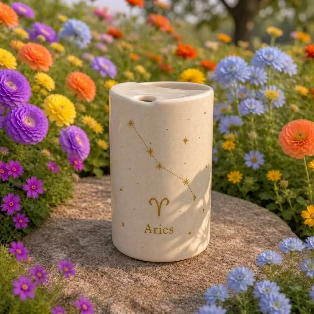 Handmade Aries Zodiac Ceramic Mug – Astrology Coffee Cup, Minimalist Horoscope Tea Mug Siporia