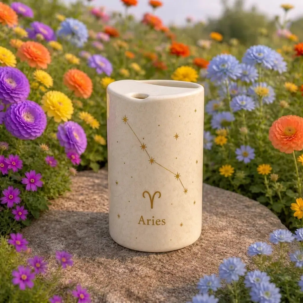 Handmade Aries Zodiac Ceramic Mug – Astrology Coffee Cup, Minimalist Horoscope Tea Mug Siporia