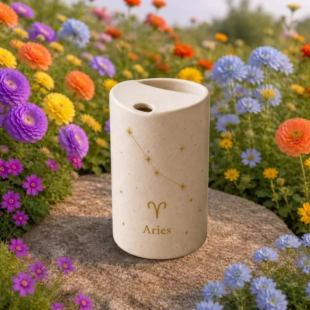 Handmade Aries Zodiac Ceramic Mug – Astrology Coffee Cup, Minimalist Horoscope Tea Mug Siporia