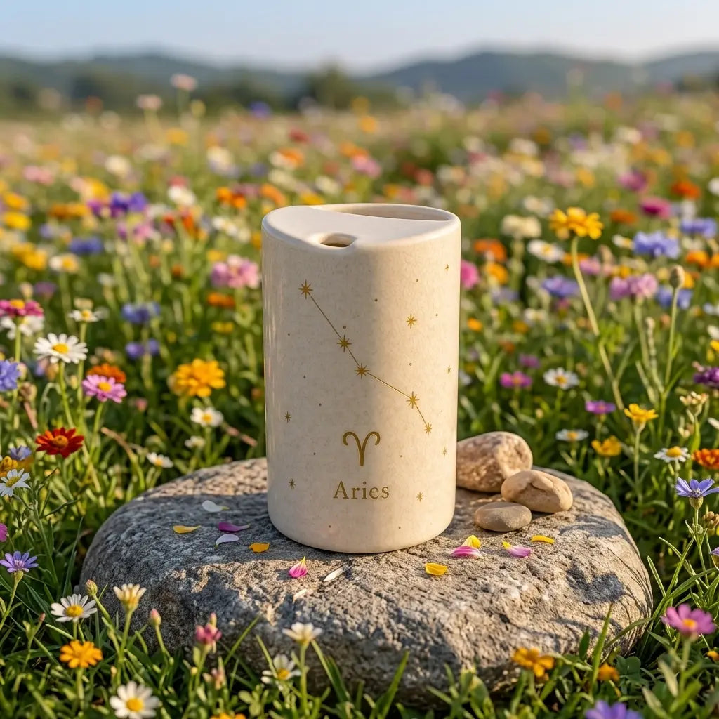 Handmade Aries Zodiac Ceramic Mug – Astrology Coffee Cup, Minimalist Horoscope Tea Mug Siporia
