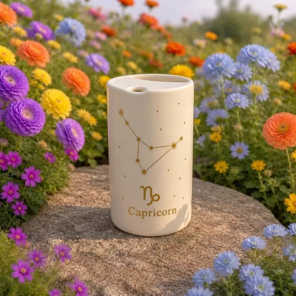 Handmade Capricorn Zodiac Ceramic Mug – Celestial Astrology Coffee Cup, Minimalist Horoscope Tea Mug Siporia