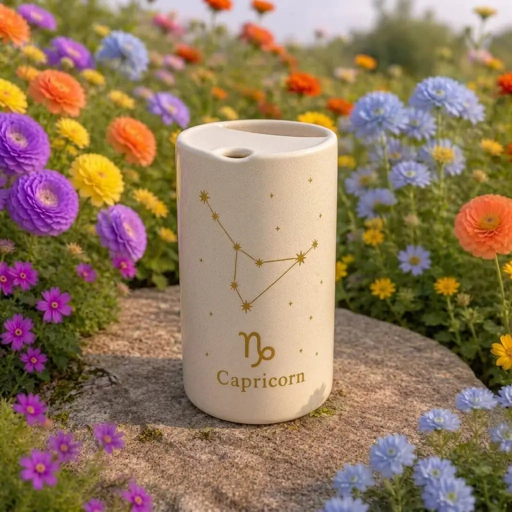 Handmade Capricorn Zodiac Ceramic Mug – Celestial Astrology Coffee Cup, Minimalist Horoscope Tea Mug Siporia