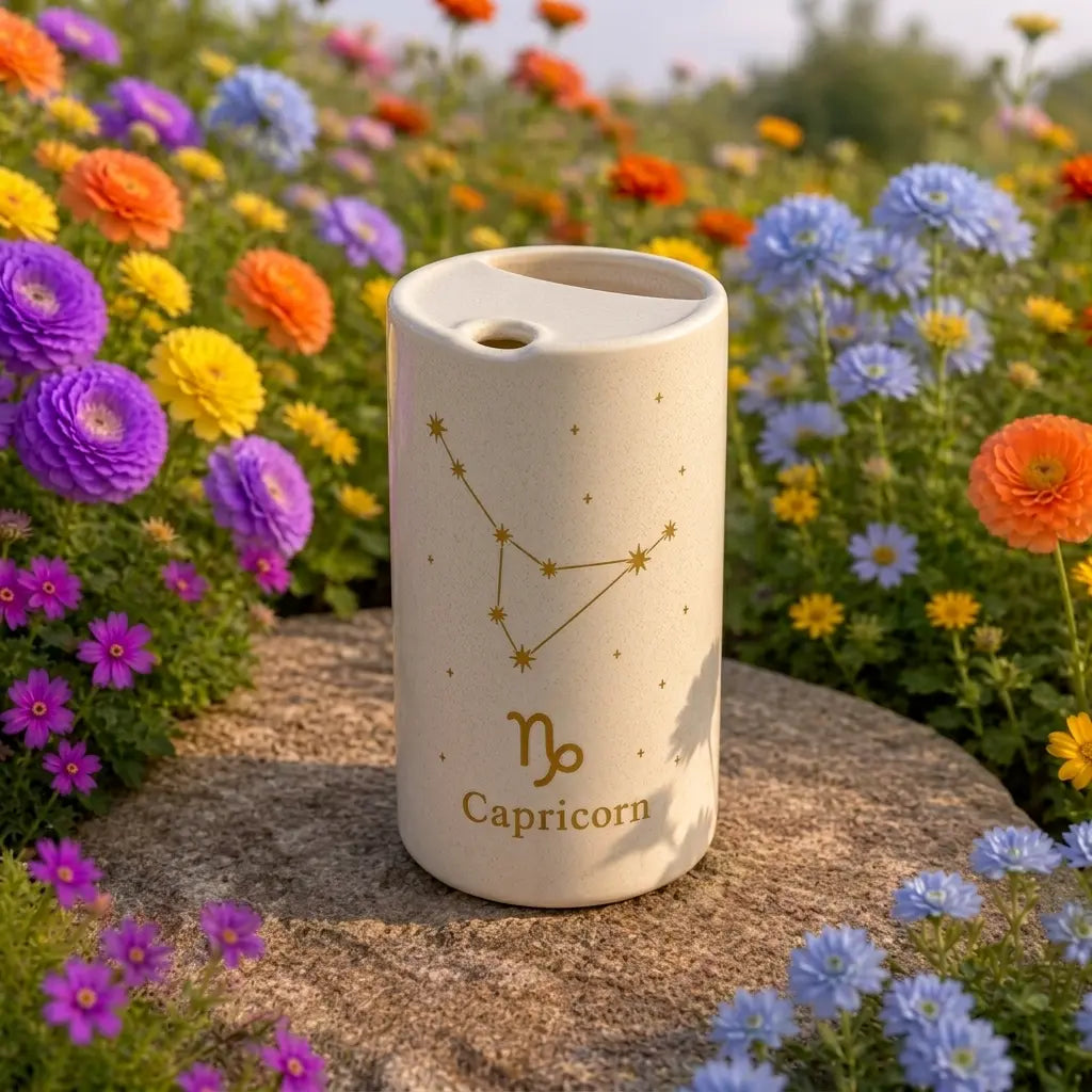 Handmade Capricorn Zodiac Ceramic Mug – Celestial Astrology Coffee Cup, Minimalist Horoscope Tea Mug Siporia