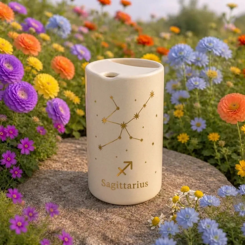 Handmade Sagittarius Zodiac Ceramic Mug – Celestial Astrology Coffee Cup, Minimalist Horoscope Tea Mug Siporia