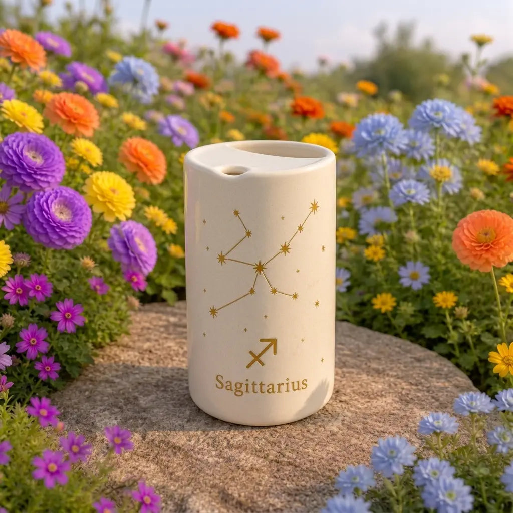 Handmade Sagittarius Zodiac Ceramic Mug – Celestial Astrology Coffee Cup, Minimalist Horoscope Tea Mug Siporia