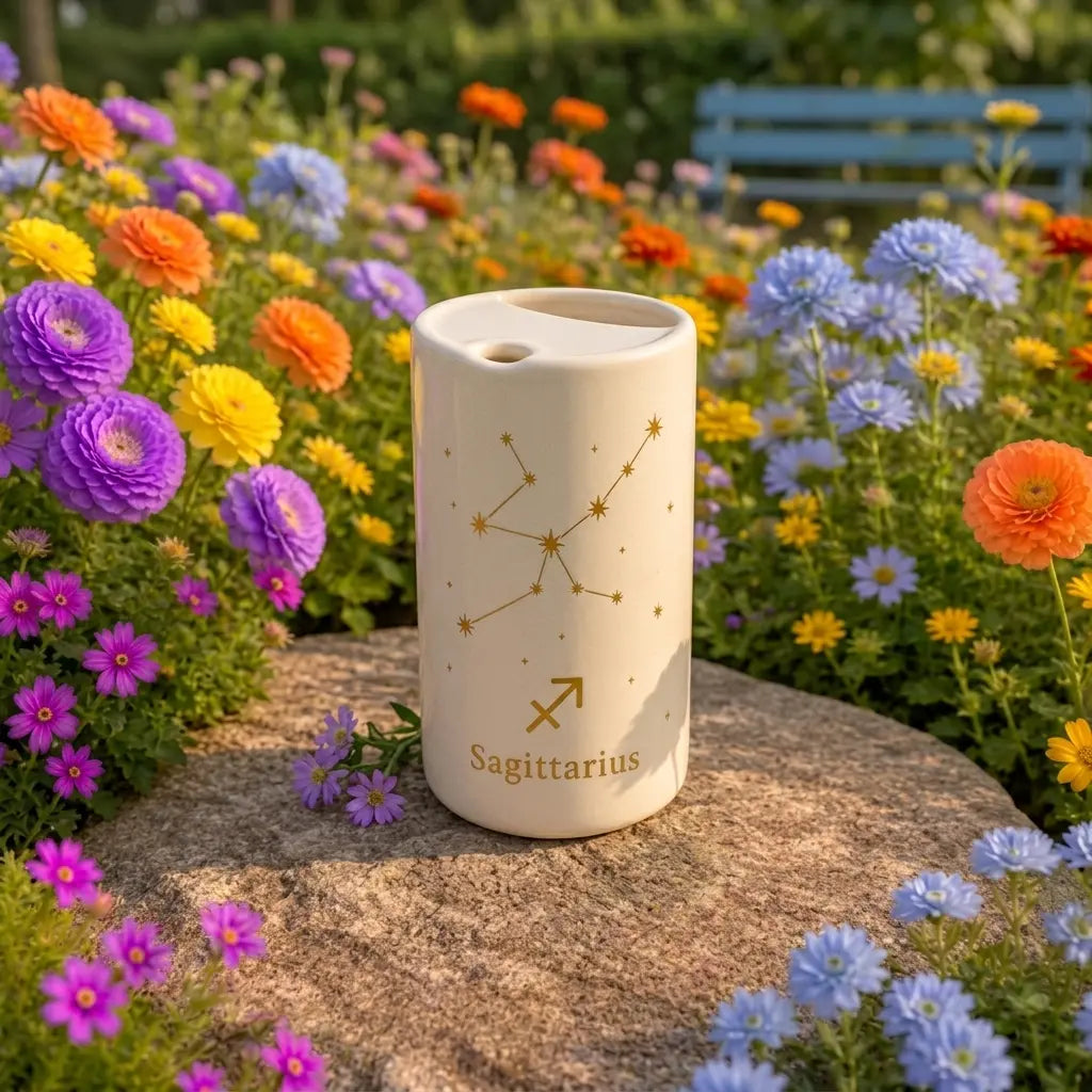 Handmade Sagittarius Zodiac Ceramic Mug – Celestial Astrology Coffee Cup, Minimalist Horoscope Tea Mug Siporia