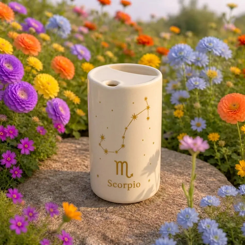Handmade Scorpio Zodiac Ceramic Mug – Celestial Astrology Coffee Cup, Minimalist Horoscope Tea Mug Siporia