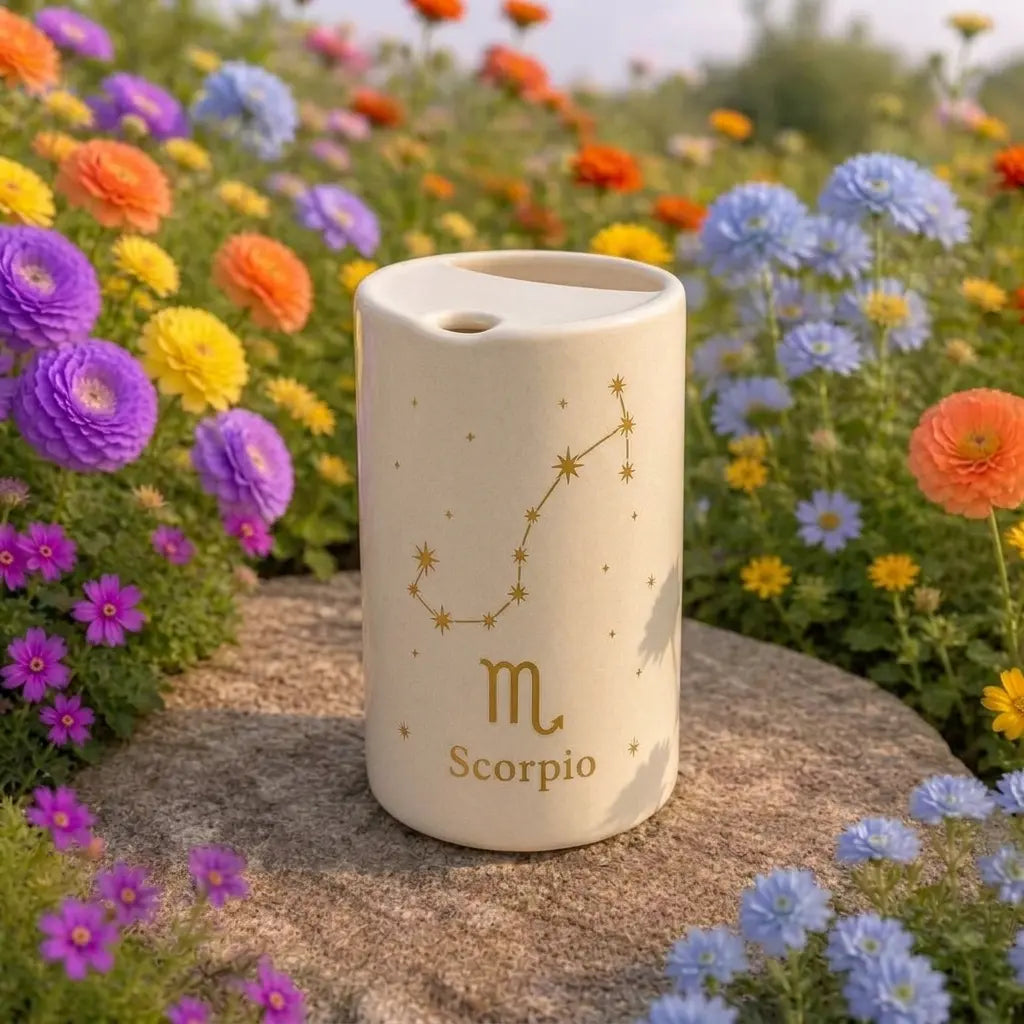 Handmade Scorpio Zodiac Ceramic Mug – Celestial Astrology Coffee Cup, Minimalist Horoscope Tea Mug Siporia