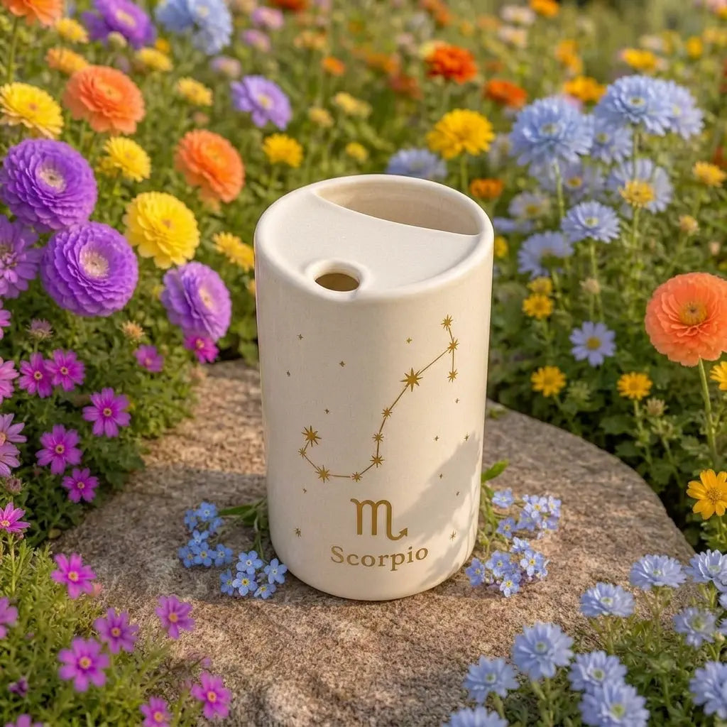 Handmade Scorpio Zodiac Ceramic Mug – Celestial Astrology Coffee Cup, Minimalist Horoscope Tea Mug Siporia