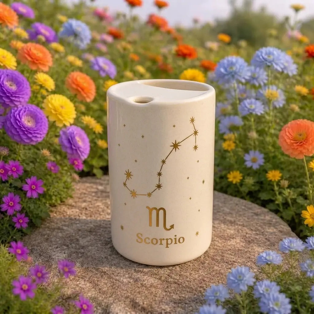 Handmade Scorpio Zodiac Ceramic Mug – Celestial Astrology Coffee Cup, Minimalist Horoscope Tea Mug Siporia
