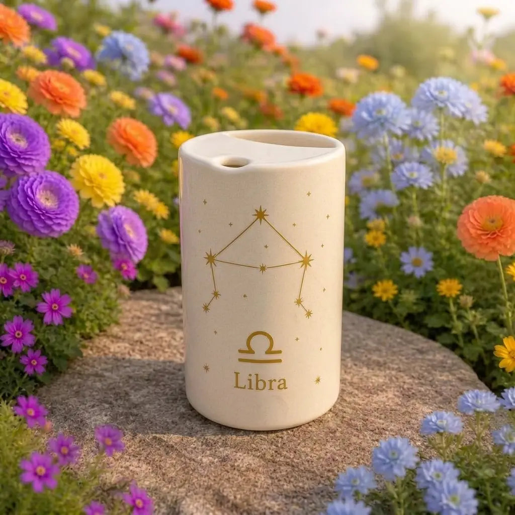 Handmade Libra Zodiac Ceramic Mug – Celestial Astrology Coffee Cup, Minimalist Horoscope Tea Mug Siporia