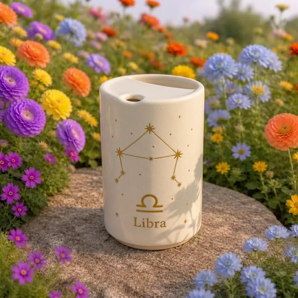 Handmade Libra Zodiac Ceramic Mug – Celestial Astrology Coffee Cup, Minimalist Horoscope Tea Mug Siporia