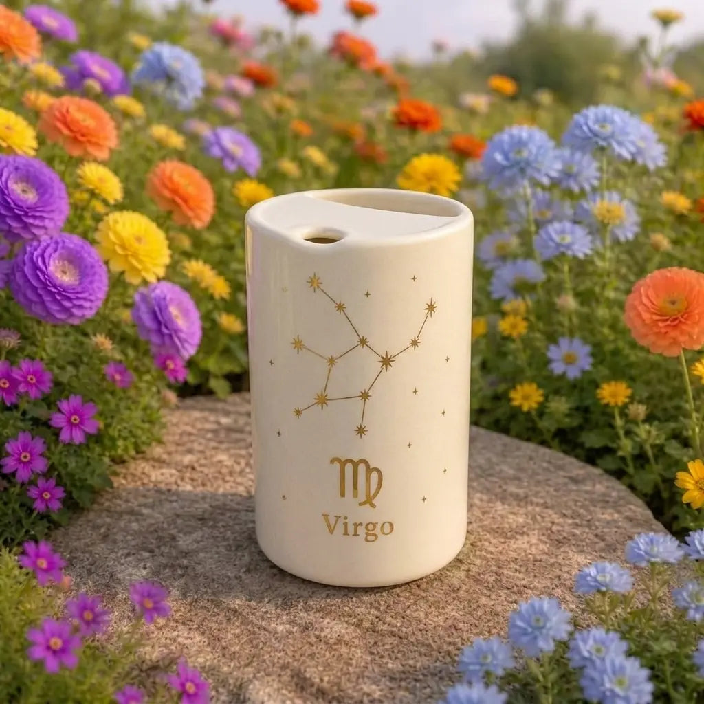 Handmade Virgo Zodiac Ceramic Mug – Celestial Astrology Coffee Cup, Minimalist Horoscope Tea Mug Siporia
