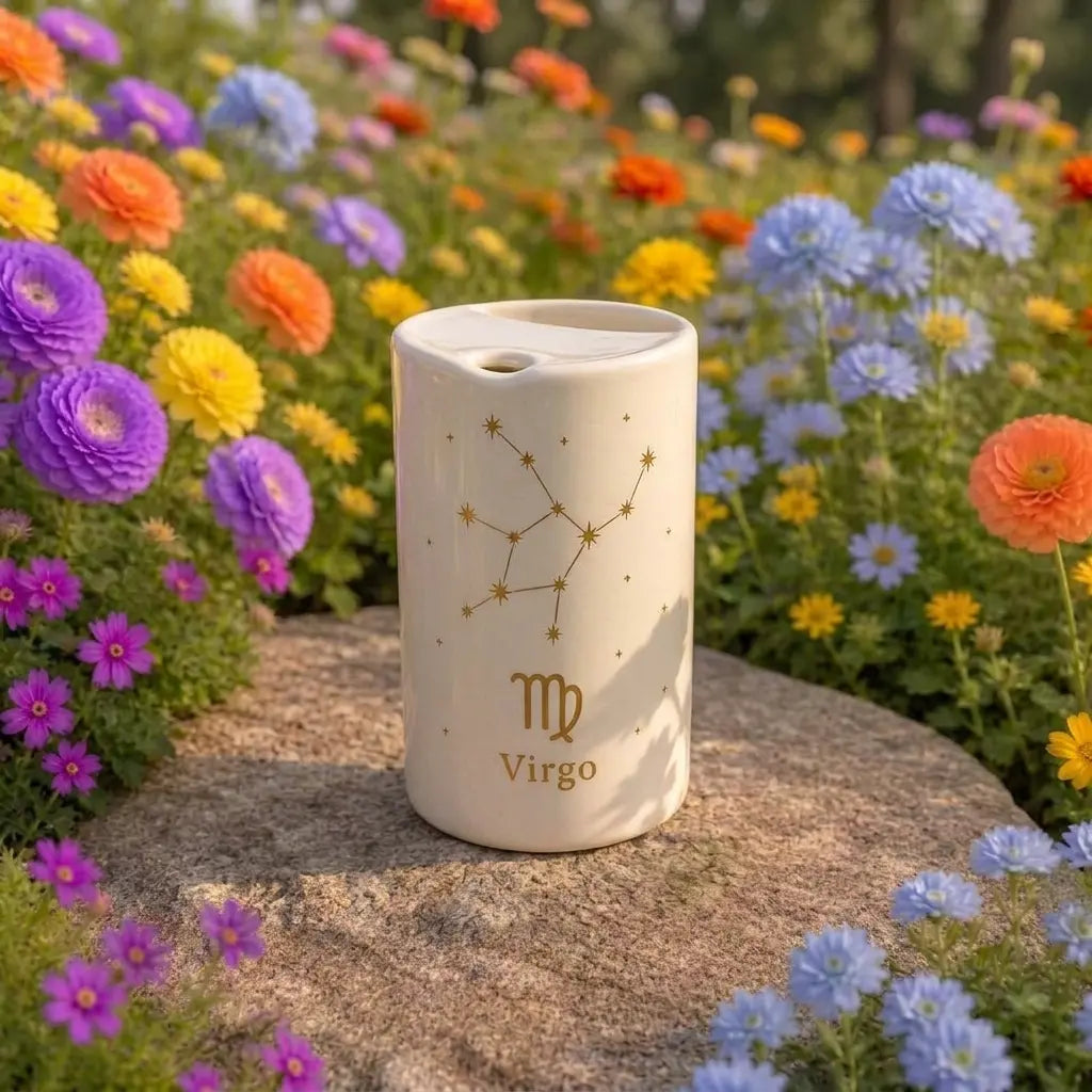 Handmade Virgo Zodiac Ceramic Mug – Celestial Astrology Coffee Cup, Minimalist Horoscope Tea Mug Siporia
