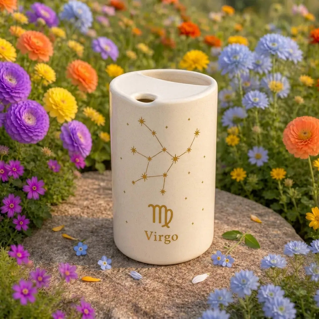 Handmade Virgo Zodiac Ceramic Mug – Celestial Astrology Coffee Cup, Minimalist Horoscope Tea Mug Siporia
