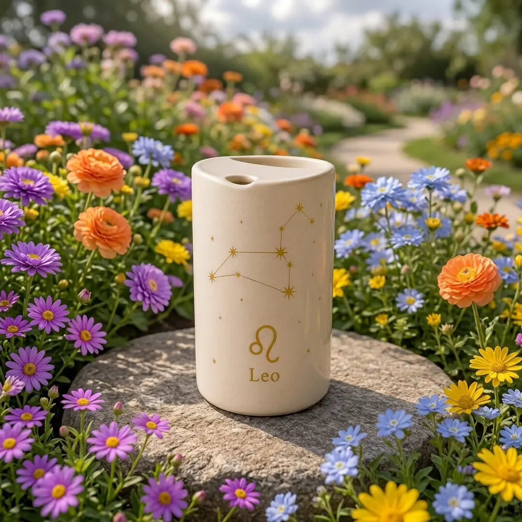 Handmade Leo Zodiac Ceramic Mug – Celestial Astrology Coffee Cup, Minimalist Horoscope Tea Mug Siporia