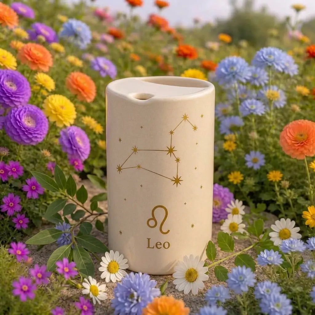 Handmade Leo Zodiac Ceramic Mug – Celestial Astrology Coffee Cup, Minimalist Horoscope Tea Mug Siporia