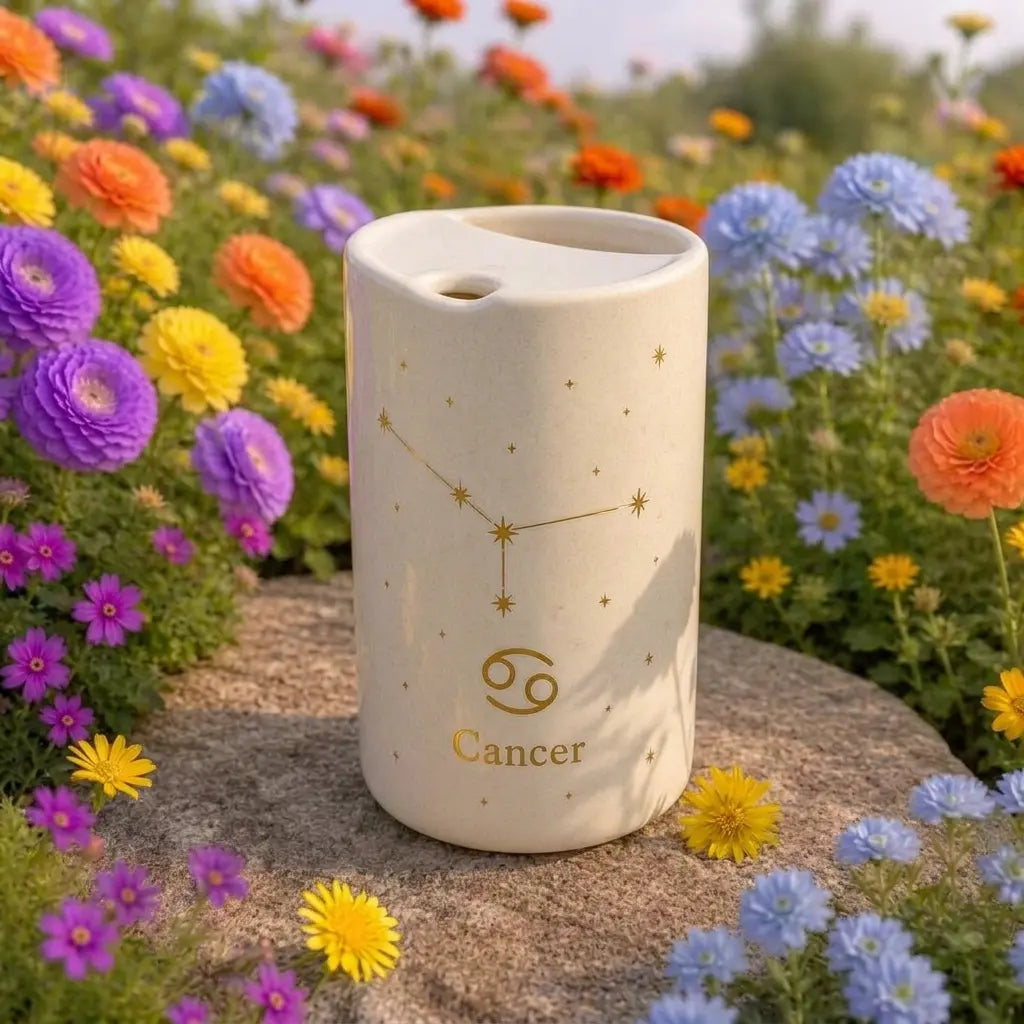 Handmade Cancer Zodiac Ceramic Mug – Celestial Astrology Coffee Cup, Minimalist Horoscope Tea Mug Siporia